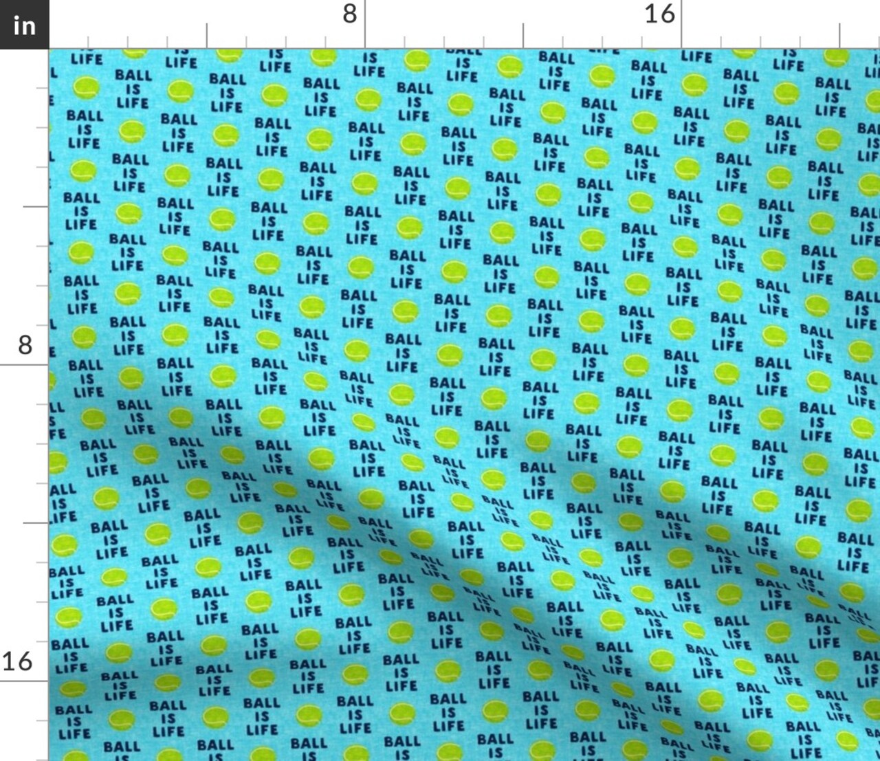 Dog Blue Tennis Ball Cute Life Scale Custom Printed Fabric by Spoonflower Various Fabrics by the Yard or Fat Quarter